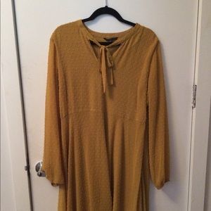Mustard Yellow long sleeve Swiss dot dress